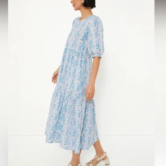 SZ BLOCKPRINTS Tuckernuck Lavender and Cornflower Blue Gaia Dress - Picture 3 of 14